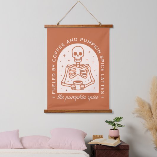 Von Kaffee und Pumpkinspülung gespeist Wandteppich Mit Holzrahmen (Schlafzimmer)