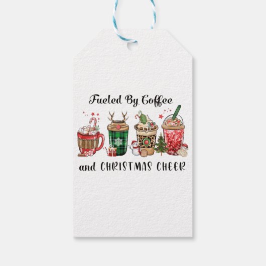 Von Kaffee und Weihnachtsgeschenk gespeist Geschenkanhänger (Rückseite)