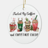Von Kaffee und Weihnachtsgeschenk gespeist Keramik Ornament (Links)