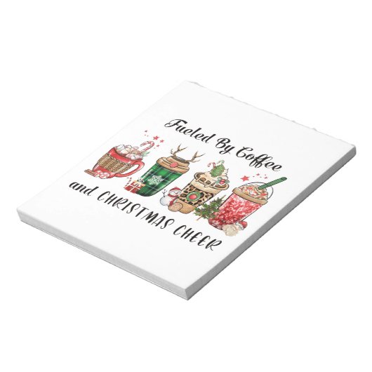 Von Kaffee und Weihnachtsgeschenk gespeist Notizblock (Rotiert)