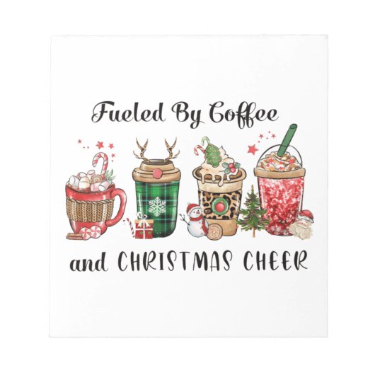 Von Kaffee und Weihnachtsgeschenk gespeist Notizblock (Vorderseite)