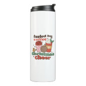 Von Kaffee und Weihnachtsgeschenk gespeist Thermosbecher (Nach links gedreht)