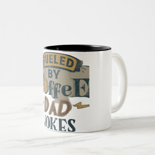 Von Kaffee und Witzen des Vaters angeregt Zweifarbige Tasse (VorderseiteRechts)