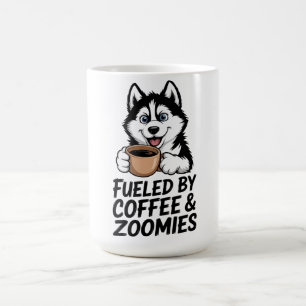 Von Kaffee & Zoomies gespeist Funny Husky Hund Lov Kaffeetasse