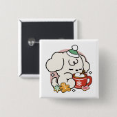 Von Kakao und Welpenträumen angetrieben - Niedlich Button (Vorne & Hinten)