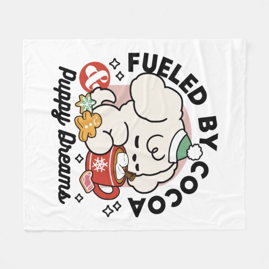 Von Kakao und Welpenträumen angetrieben - Niedlich Fleecedecke (Vorderseite (Horizontal))