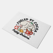 Von Kakao und Welpenträumen angetrieben - Niedlich Fußmatte (Schrägansicht)