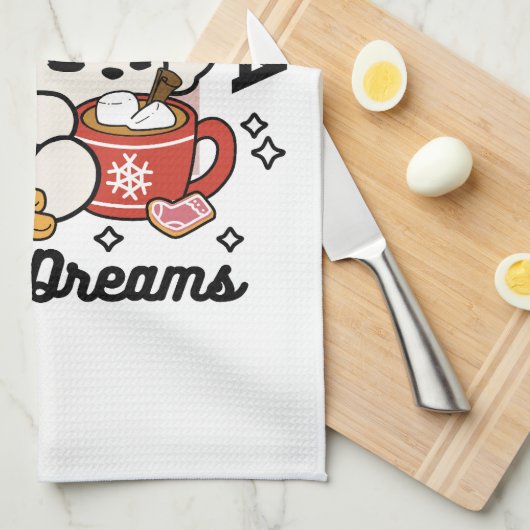 Von Kakao und Welpenträumen angetrieben - Niedlich Geschirrtuch (Viertel Falte)