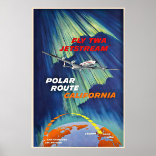 Von Kalifornien nach Europa mit TWA Jetstream Pola Poster