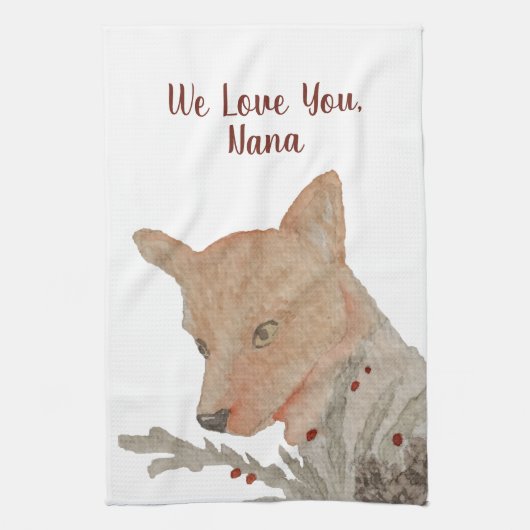 Von Kids Grandma Grandparent Christmas Fox Geschirrtuch (Vertikal)