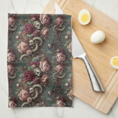 von Knochen und Wein - gotisch Viktorianisch Geschirrtuch (Viertel Falte)