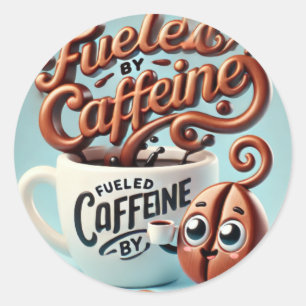 Von Koffein gespeist Runder Aufkleber