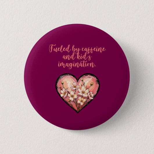 Von Koffein getriebene Kinderfantasie Mama Design Button (Vorderseite)