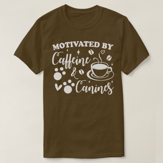 von Koffein und Hunden motivierte T-Shirt (Design vorne)