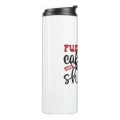 Von Koffein und Verbrechen befeuerte Shows Thermosbecher (Nach links gedreht)