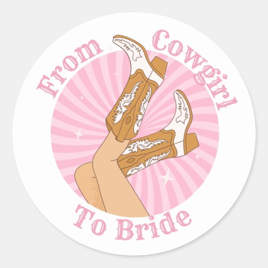 von Kuhmädchen zu Braut Junggeselinnen-Abschied Runder Aufkleber (Vorderseite)