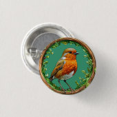 Von lebendigen Blume Gerahmter Vogel Button (Vorne & Hinten)