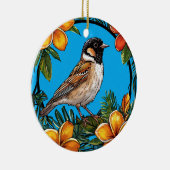 Von lebendigen Blume Gerahmter Vogel Keramik Ornament (Rechts)