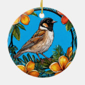 Von lebendigen Blume Gerahmter Vogel Keramik Ornament (Hinten)