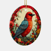 Von lebendigen Blume Gerahmter Vogel Keramik Ornament (Rechts)