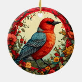 Von lebendigen Blume Gerahmter Vogel Keramik Ornament (Hinten)