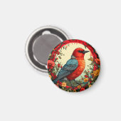 Von lebendigen Blume Gerahmter Vogel Magnet (Vorderseite/Rückseite)