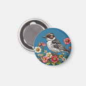 Von lebendigen Blume Gerahmter Vogel Magnet (Vorderseite/Rückseite)