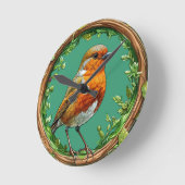 Von lebendigen Blume Gerahmter Vogel Runde Wanduhr (Winkel)