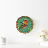 Von lebendigen Blume Gerahmter Vogel Runde Wanduhr (Zuhause)