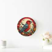Von lebendigen Blume Gerahmter Vogel Runde Wanduhr (Zuhause)
