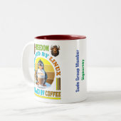 Von Linux angetrieben - mit Kaffee gespeist Zweifarbige Tasse (Vorderseite Links)