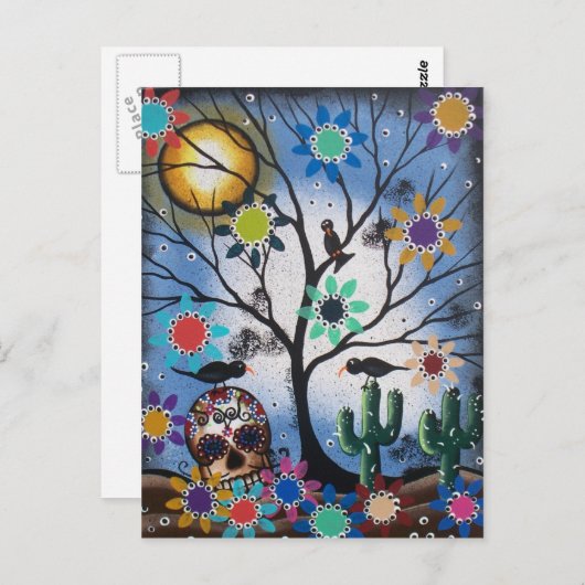 von Lori Everett_ Day of the Dead, Mexican, Skull, Postkarte (Vorne/Hinten)