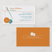 Von Lucy: HANDWERKER u. NÄHERIN | orange u. blau Visitenkarte (Vorne/Hinten)