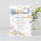 Von Mail Balloons und Birds Boy Baby Dusche Einladung (Stehend Vorderseite)