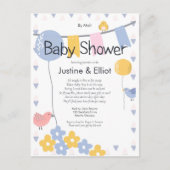 Von Mail Balloons und Birds Boy Baby Dusche Postkarte (Vorderseite)