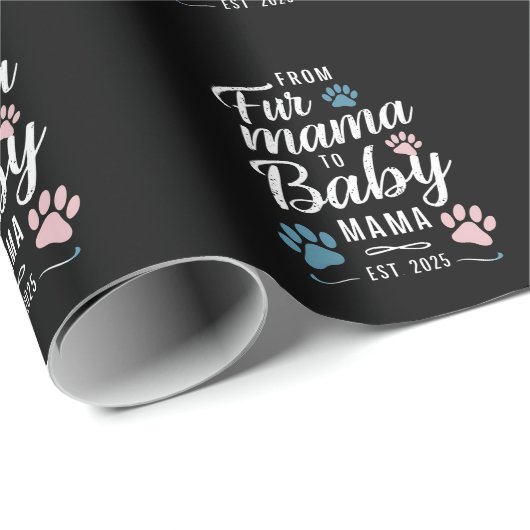 Von Mama bis Baby Mama Est 2025 Hunde Katze Mama Geschenkpapier (Rolleneckpunkt)