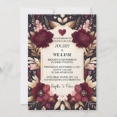 Von Maroon Traditional Fall Couple Burgundy Weddin Einladung (Vorderseite)