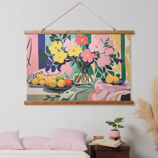 Von Matisse Inspiriert, lebendige Blume Wandteppich Mit Holzrahmen (Schlafzimmer)