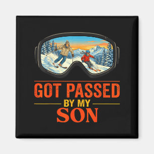Von meinem Sohn getreten lustiger Skifamilienurlau Magnet