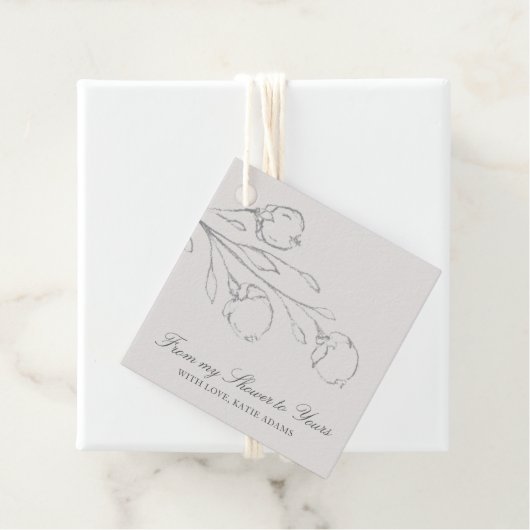 Von meiner Dusche Elegantes graues Brautparty Geschenkanhänger (Beispiel)