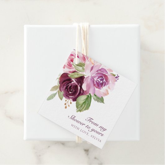 Von meiner Dusche zu deinem Brautparty Pflaumenflo Geschenkanhänger (Beispiel)