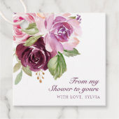 Von meiner Dusche zu deinem Brautparty Pflaumenflo Geschenkanhänger (Vorderseite)