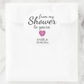 Von meiner Dusche zu deinem Brautparty Schwarz/Wei Runder Aufkleber (Tasche)