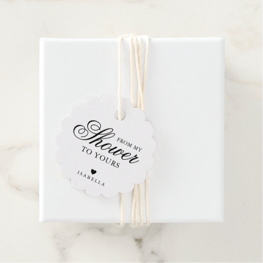 Von meiner Dusche zu deinem kalligraphischen Braut Geschenkanhänger (Beispiel)