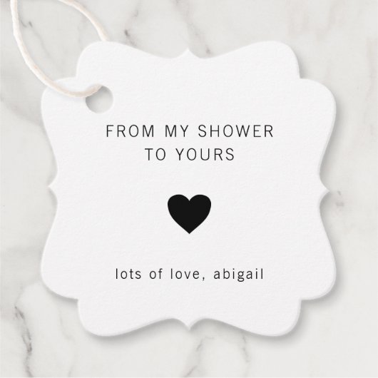 Von meiner Dusche zu deinem modernen Brautparty Geschenkanhänger (Vorderseite)