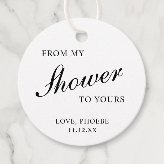 Von meiner Dusche zu deinem Schwarz-weißen Brautpa Geschenkanhänger (Vorderseite)