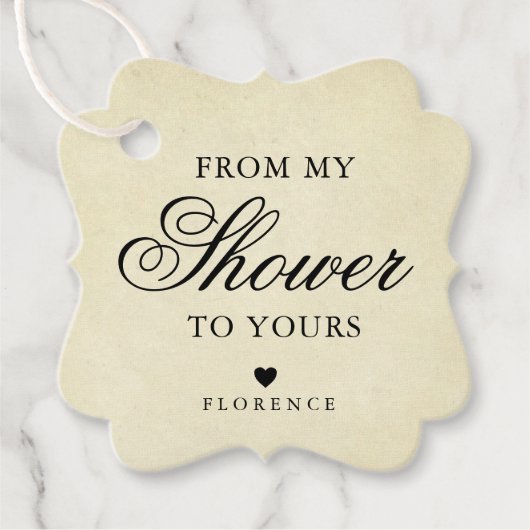 Von meiner Dusche zu deinem Vintagen Brautparty Geschenkanhänger (Vorderseite)