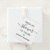 Von meiner Dusche zu deiner, Brautparty Türkis Geschenkanhänger (Beispiel)