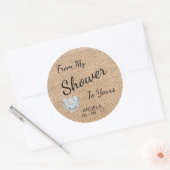 'Von meiner Dusche zu deiner' Burlap, Sugar Scrub Runder Aufkleber (Umschlag)