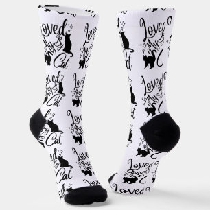 Von meiner Katze geliebt Weiße Musterung Socken